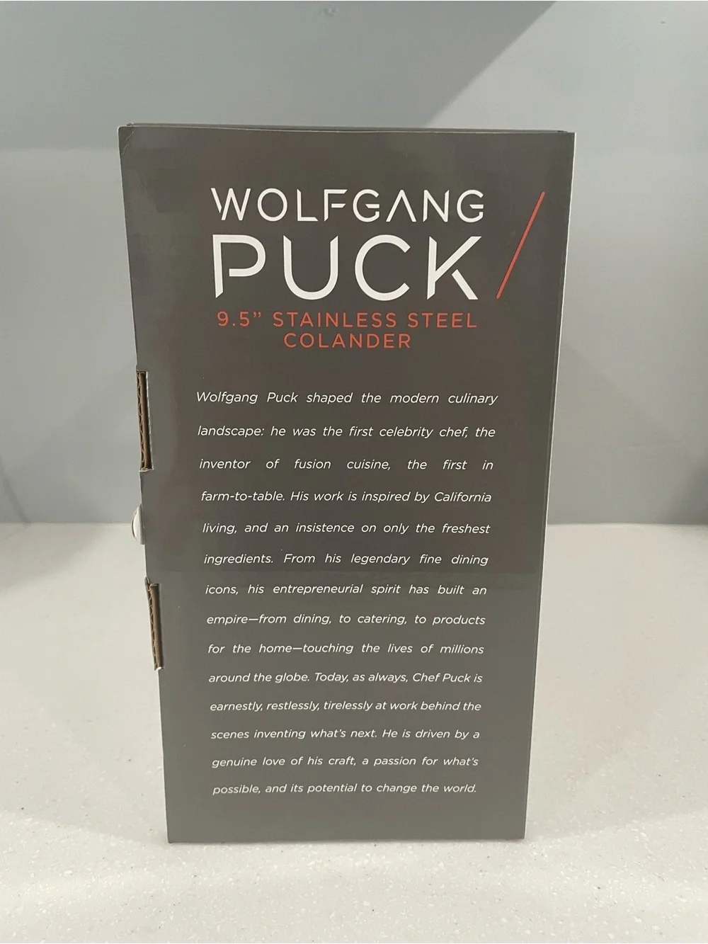 Wolfgang Puck 9.5” Stainless Steel Colander with Gold Handles – New in Box